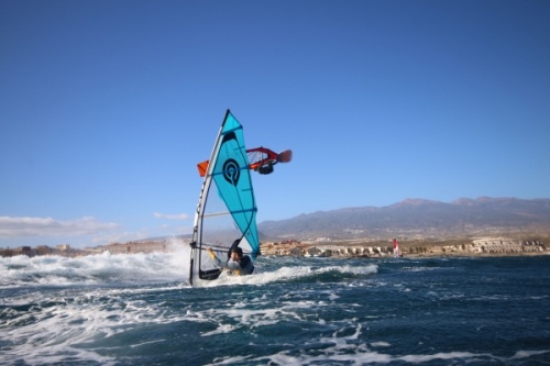 Wave windsurfing at El Cabezo in El Medano Tenerife 22-01-2019