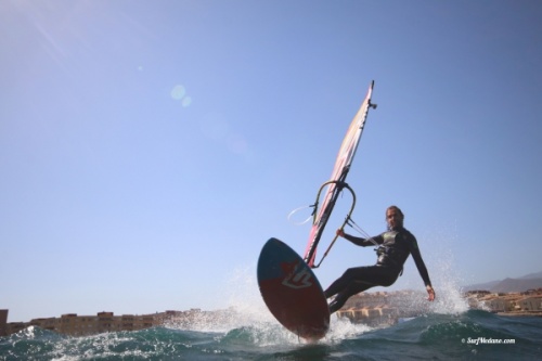 Light wind wave windsurfing at El Cabezo in El Medano Tenerife 13-03-2019