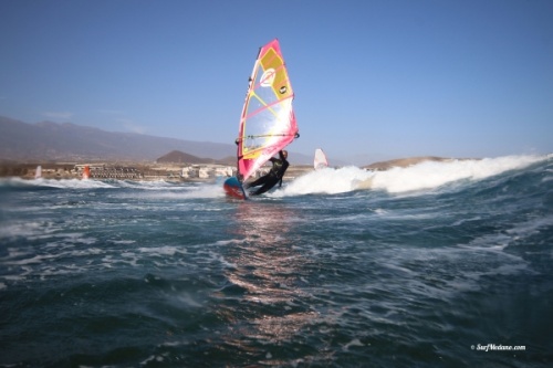 Light wind wave windsurfing at El Cabezo in El Medano Tenerife 13-03-2019