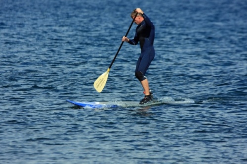Stand up paddle surfing SUP in El Medano