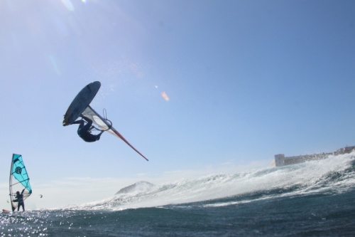Wave windsurfing at El Cabezo in El Medano Tenerife 02-02-2019