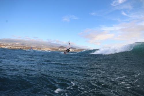 Wave windsurfing at El Cabezo in El Medano Tenerife 24-10-2020
