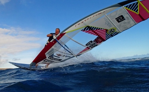 Windsurfing slalom race in El Medano Tenerife 04-01-2014